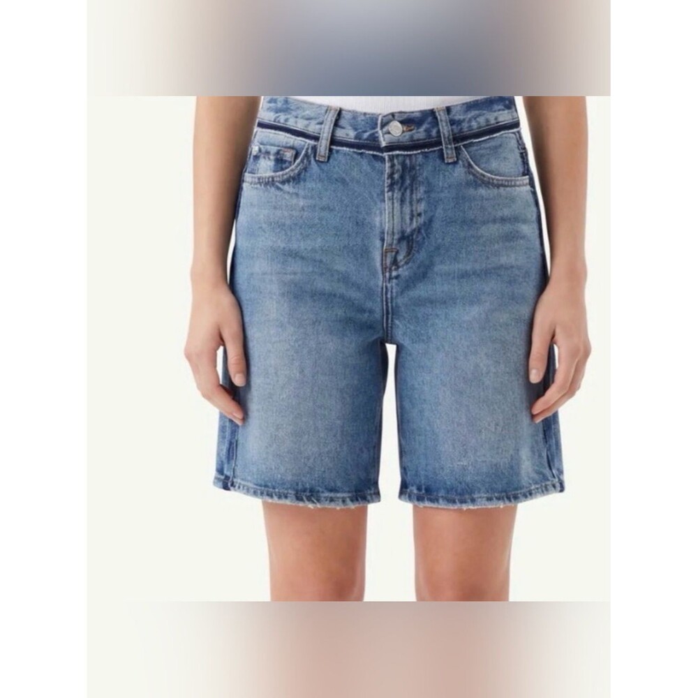 7 For All Mankind Light Blue Mid-Rise Denim Bermuda Shorts Lola shorts size 27